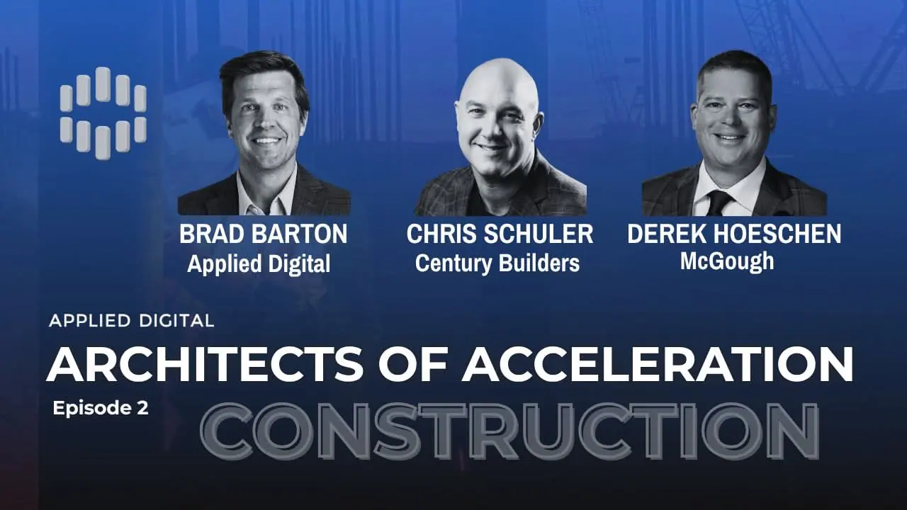 Architects of Acceleration episode thumbnail — three speakers over a data center backdrop